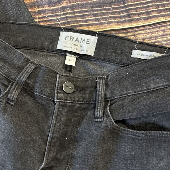 Frame Denim Denim - Frame Denim Women's Le Skinny de Jeanne Black Distressed Jeans size 26